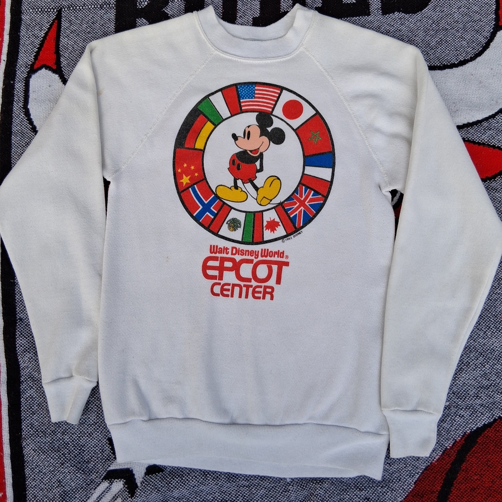 Disney Epcot Center White Crewneck Sweater XL (14-16) Made In Usa